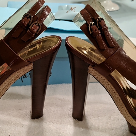 MARCIANO brown leather slingback heels - Picture 4 of 10